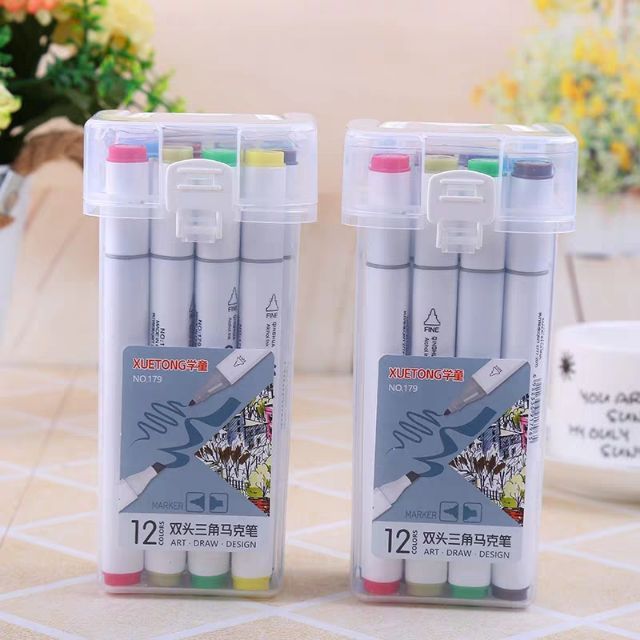 12 Colors Dual Tip Art Marker Set