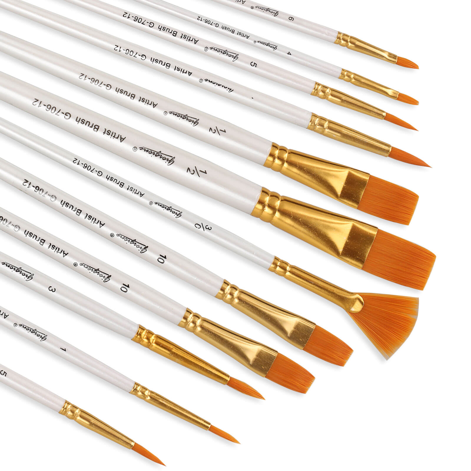 12Pcs Artist Paint Brushes Set, Artist and Student User Level with Premium Quality